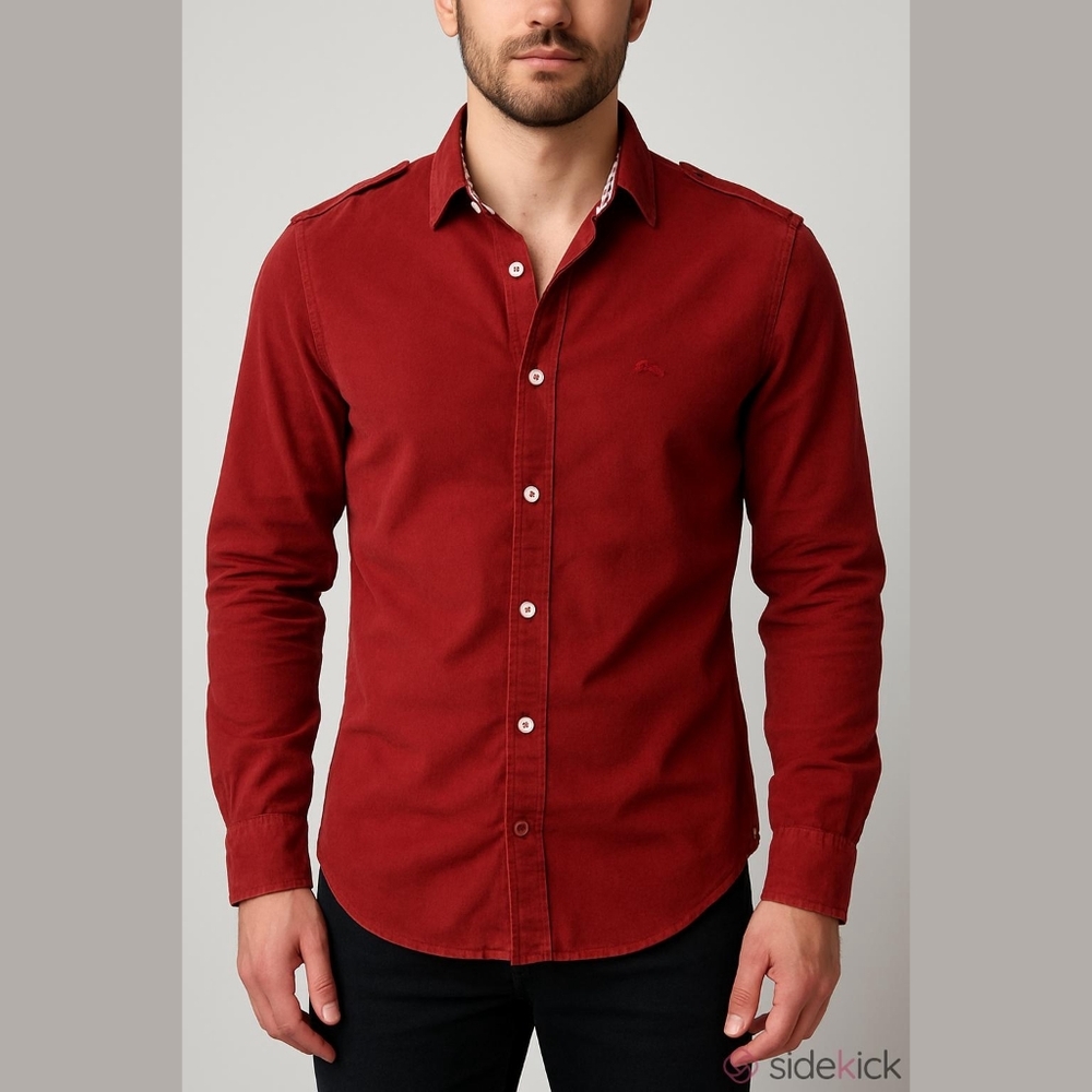 BURBERRY  ‎ NWOT CORDUROY UNTURC IT MEN'S SHIRT SIZE XL (46_48)